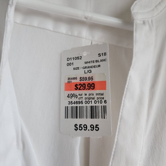 Vintage Le Chateau White Dress Shirt with Attached Tie-Belt Size L NWT - Picture 4 of 10